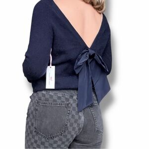 Vineyard Vines Luxe Bow Back Sweater Wool and Fox Hair NWT